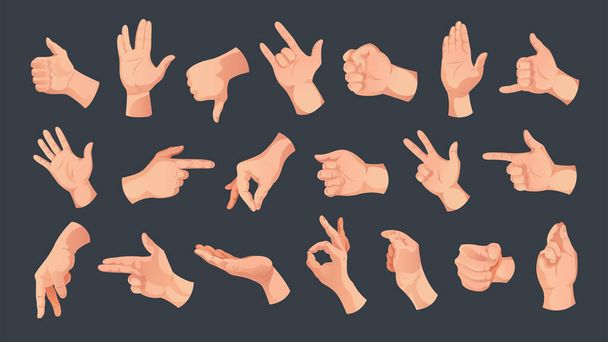 Hand Gestures Icon Set - Vector, Image