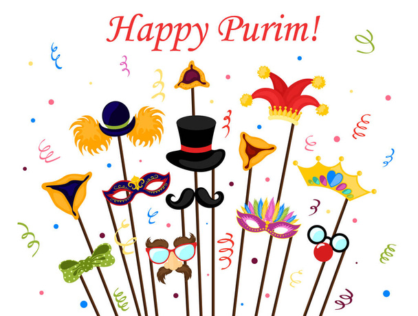 Χαρούμενη Εβραϊκή Γιορτή Πουρίμ - Διάνυσμα, εικόνα