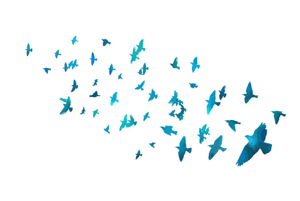 Un troupeau d'oiseaux volants. Illustration vectorielle - Vecteur, image