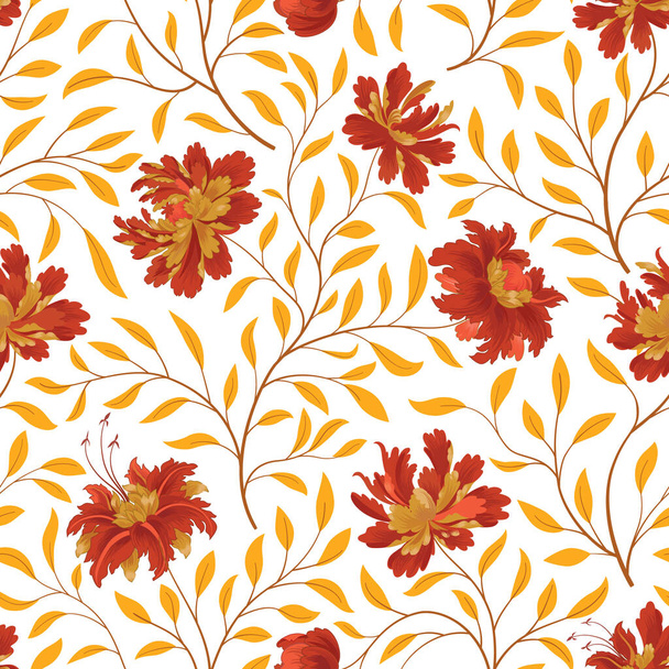 Floral pattern. Flower seamless background. Flourish ornamental fall garden texture. Orient ornament with fantastic flowers and leaves. Wonderland motives of the painting - Photo, image