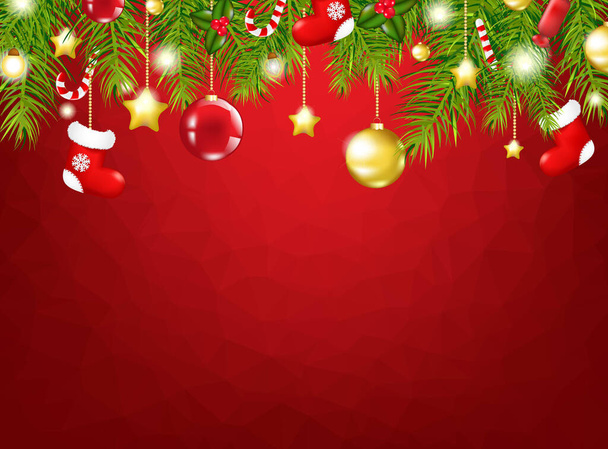 Red Poster With Christmas Border - Wektor, obraz