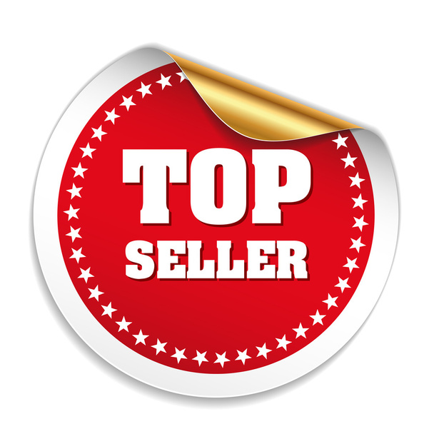 Top seller sticker with gold peel - Vector, Image