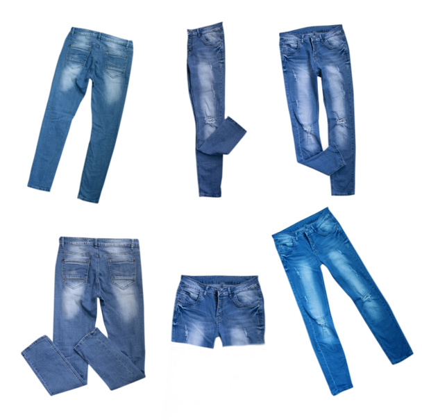 modré kalhoty, džíny izolované na bílém pozadí - Fotografie, Obrázek