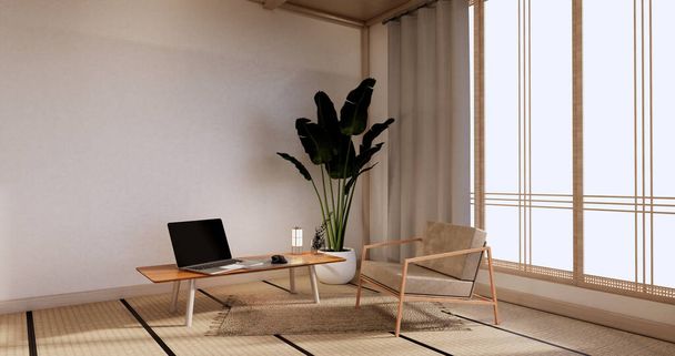 Cabinet wooden design, room interior,modern japanese style.3D rendering - Φωτογραφία, εικόνα