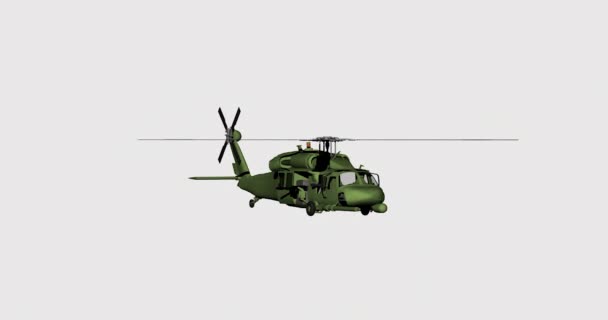 helicóptero verde mueve sus órbitas en el cielo - Metraje, vídeo
