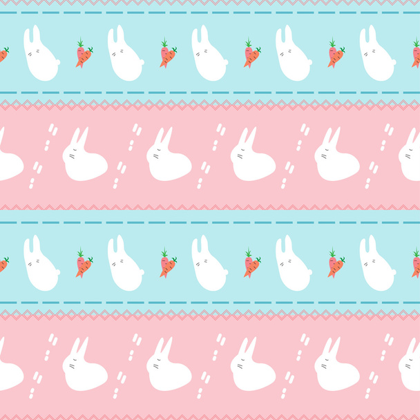 Soft colored cartoon rabbits seamless pattern background for use in design - Vector, Image