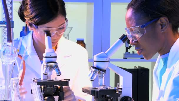 Pharmaceutical researchers using laboratory equipment - Footage, Video