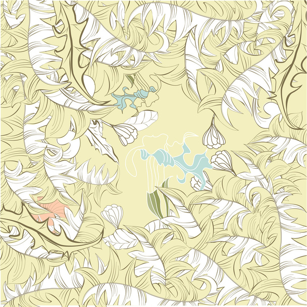 Floral background with leaves - Vector, afbeelding