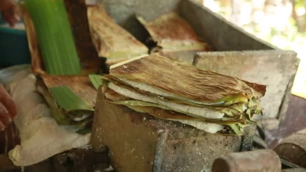 conde, bahia, brazil - october 8, 2021: preparation of tapico beiju with coconut in the rural area of the municipality of Conde, north coast of Bahia. - Footage, Video