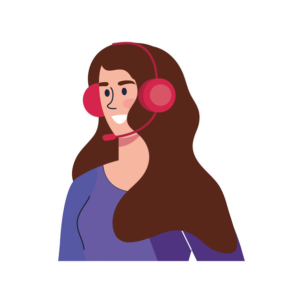 nainen vastaanottovirkailija kuulokkeilla - Vektori, kuva
