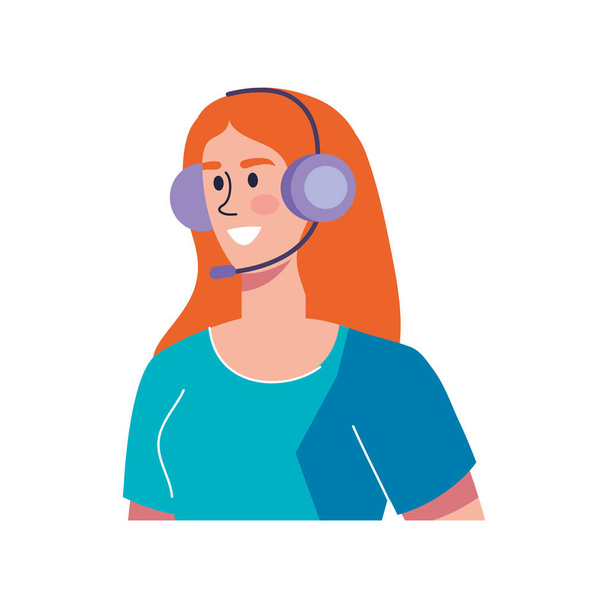 naispuolinen tukihenkilö kuulokkeilla - Vektori, kuva