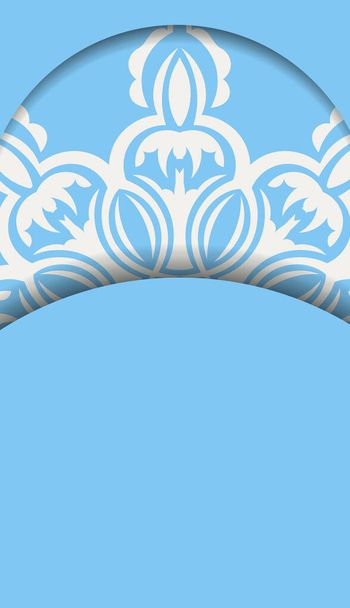 Μπλε πανό με ινδικό λευκό μοτίβο και θέση για το λογότυπό σας - Διάνυσμα, εικόνα