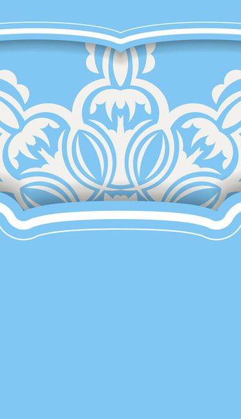 Blaues Banner mit alten weißen Ornamenten und einem Platz für Ihr Logo - Vektor, Bild