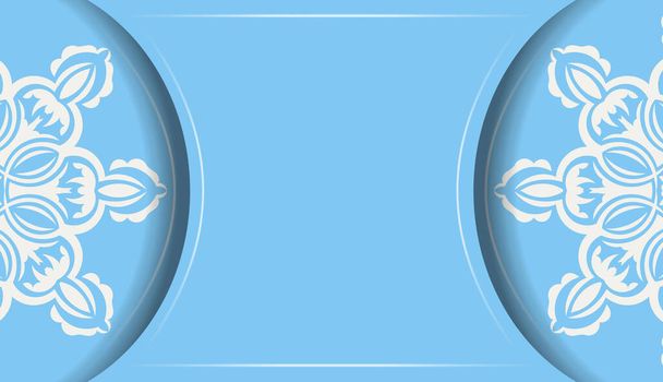 Baner de cor azul com mandala padrão branco para design sob seu logotipo - Vetor, Imagem