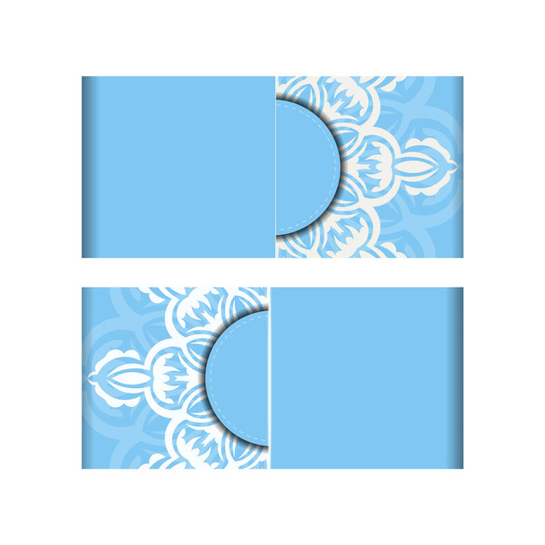 The flyer is light blue with an old white pattern and is ready for print. - Вектор, зображення