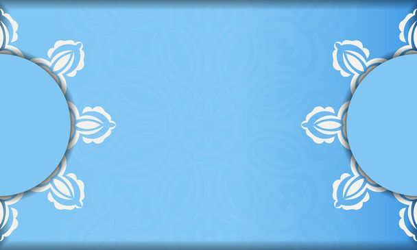 Синий баннер с индийским белым узором и место для логотипа или текста - Вектор,изображение