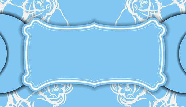 Baner of blue color with greek white ornament for design under logo or text - Vektör, Görsel
