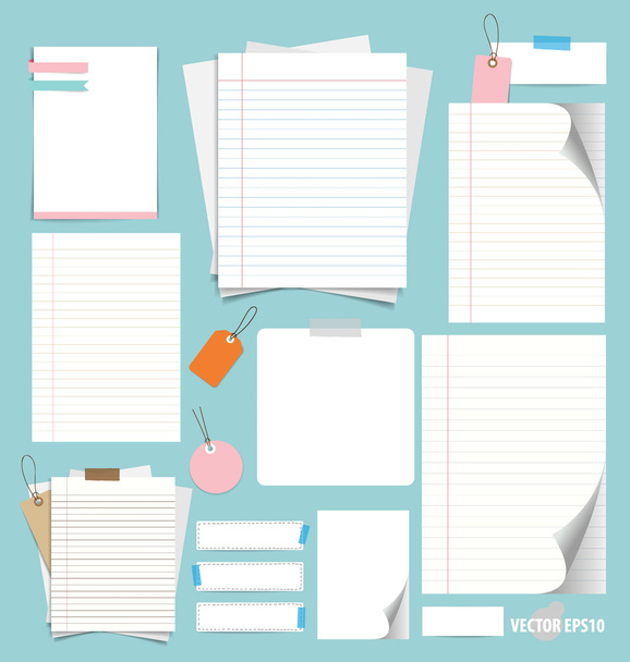 Cute note papers, ready for your message. Vector illustration. - Вектор,изображение