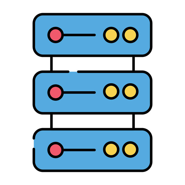 Un'icona di design modificabile del rack del server dati - Vettoriali, immagini