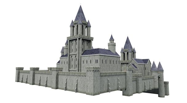 Архитектура замка, 3D-иллюстрация, 3D-рендеринг - Фото, изображение