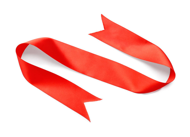 Shiny red ribbon on white background - Photo, Image
