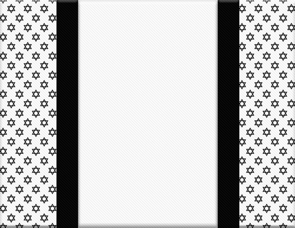 Black and White Star of David Patterned Frame with Ribbon Backgr - Photo, Image