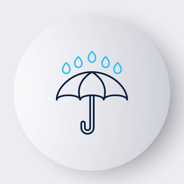 Linie Regenschirm und Regentropfen Symbol isoliert auf weißem Hintergrund. Wasserdichtes Symbol. Schutz, Sicherheit, Sicherheitskonzept. Wasserdichtes Symbol. Buntes Rahmenkonzept. Vektor - Vektor, Bild