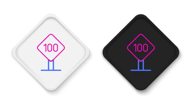 Line Snelheidsbegrenzing verkeersbord 100 km pictogram geïsoleerd op witte achtergrond. Kleurrijk concept. Vector - Vector, afbeelding