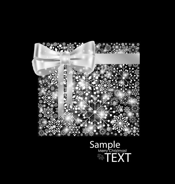 Christmas background with gift box made from snowflakes. Vector  - Vecteur, image