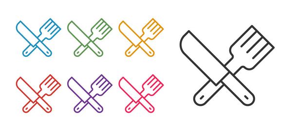 Set line Crossed knife and fork icon isolated on white background. Cutlery symbol. Set icons colorful. Vector - Вектор,изображение