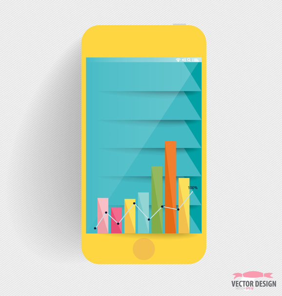 Infographic design template. Touchscreen device with colorful de - Vector, imagen