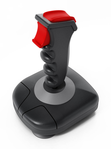 Vintage joystick isolated on white background. 3D illustration. - Foto, afbeelding