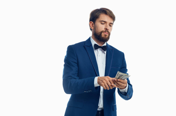 businessmen money in hand Studio emotions - Photo, Image
