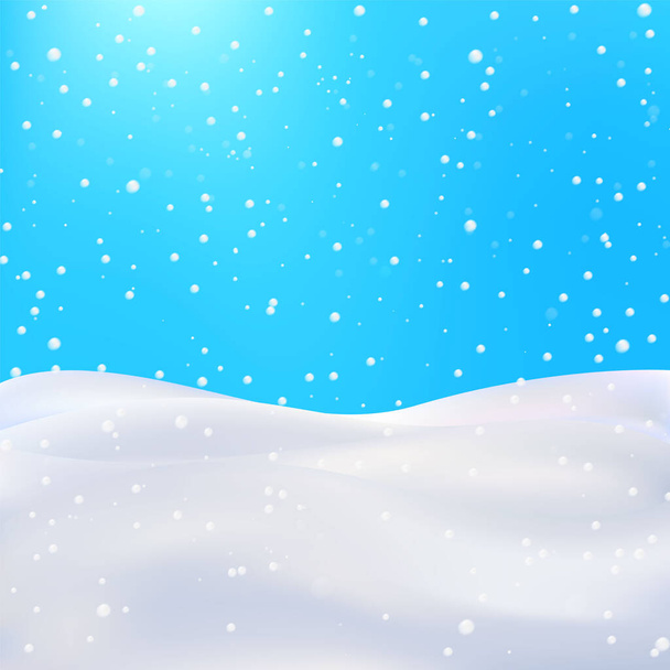Fondo de invierno de Navidad, fondo de año nuevo feliz nevado. Fondo de pantalla de vacaciones impresionante con copos de nieve. Diseño brillante del vector. - Vector, imagen