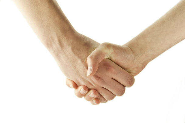 Women shaking hands isolated on white - Фото, зображення