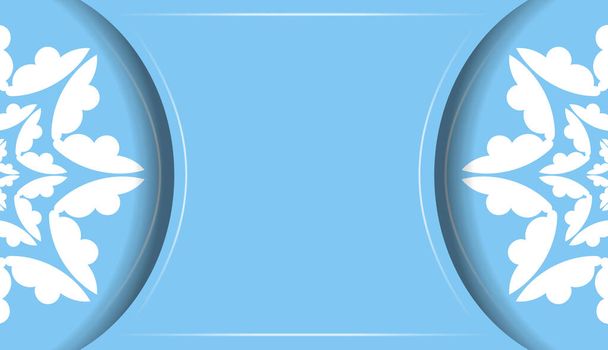 Μπλε φόντο με ινδικό λευκό στολίδια και χώρο για το λογότυπο ή το κείμενο σας - Διάνυσμα, εικόνα