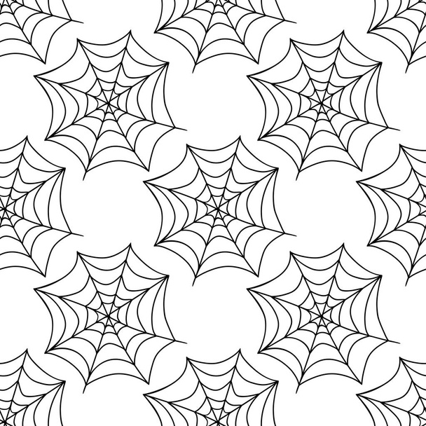 Spider web seamless pattern. Vector illustration isolated on white background. Halloween texture. - Vector, Image