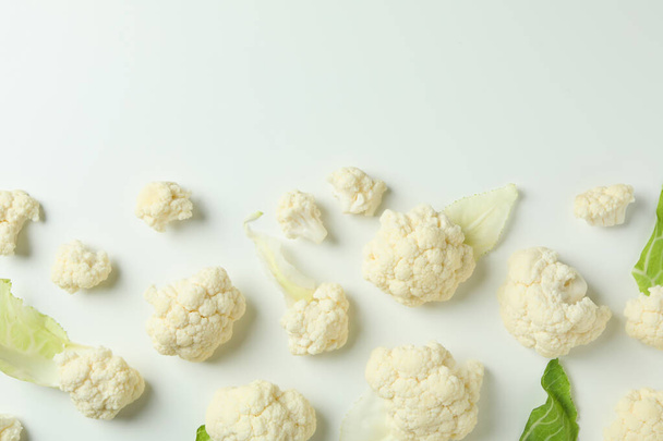 Flat lay composition with cauliflower on white background - Фото, зображення