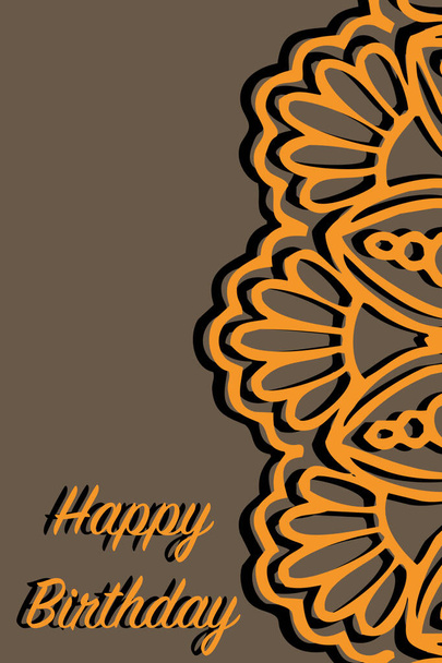 Feliz cumpleaños diseño de la tarjeta de felicitación. Mandala. - Foto, imagen