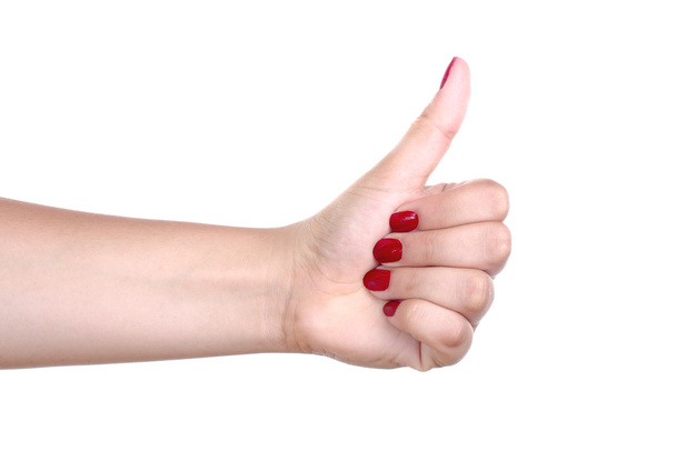 Una mano de una mujer joven hace una señal
 - Foto, Imagen