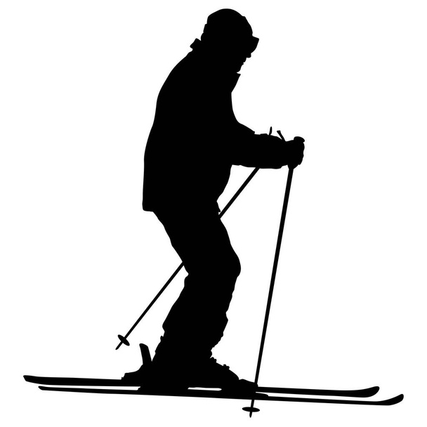 Skirennfahrer rast Hang hinunter Sport Silhouette. - Vektor, Bild