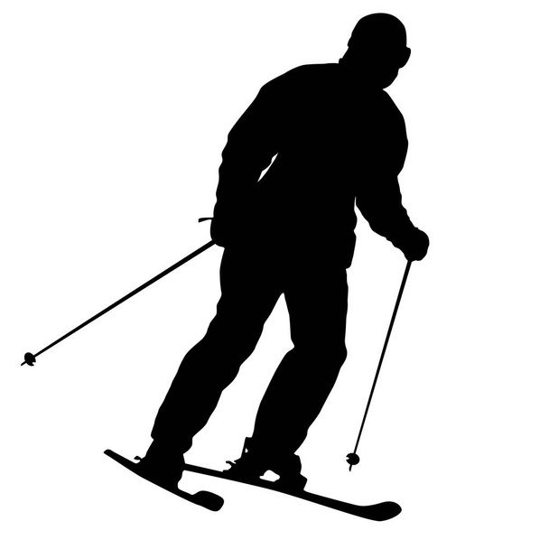 Ski de montagne vitesse descente de la pente sport silhouette
. - Vecteur, image