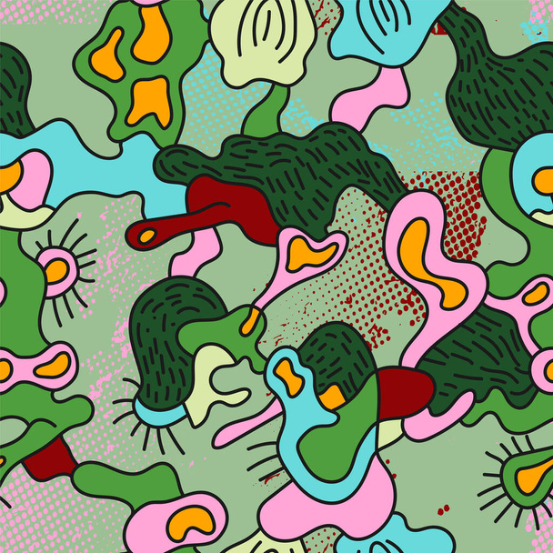  Seamless abstract surreal artwork with hand drawn strange pattern - Vetor, Imagem