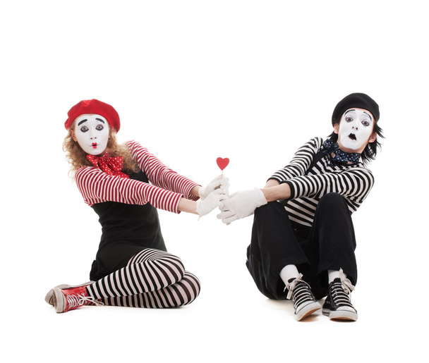 Funny portrait of two mimes - Photo, image