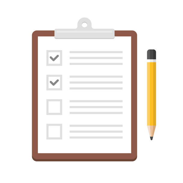 Notepad Checklist Organizer with Pencil Icon. Vector - Vektör, Görsel