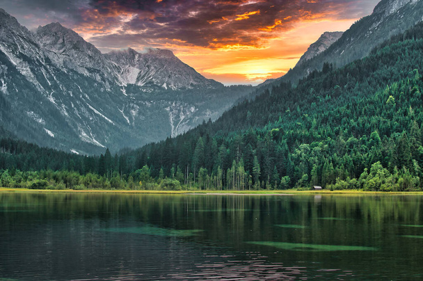 beautiful lake in the mountains austria - 写真・画像