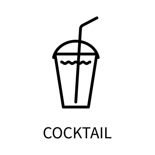 Line Icon Cocktail In Simple Style. Vector sign in a simple style isolated on a white background. - Vektori, kuva