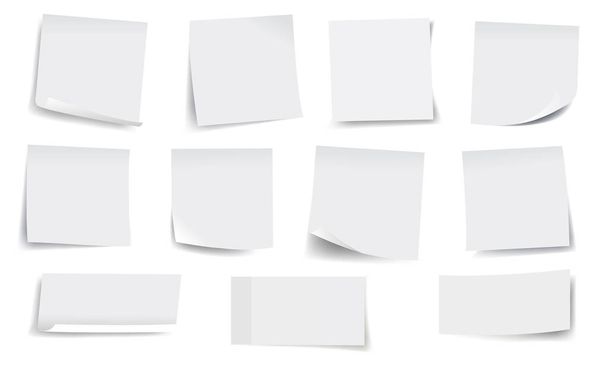 Big Collection Of White Sticker Notes White Bakground - Vektor, Bild