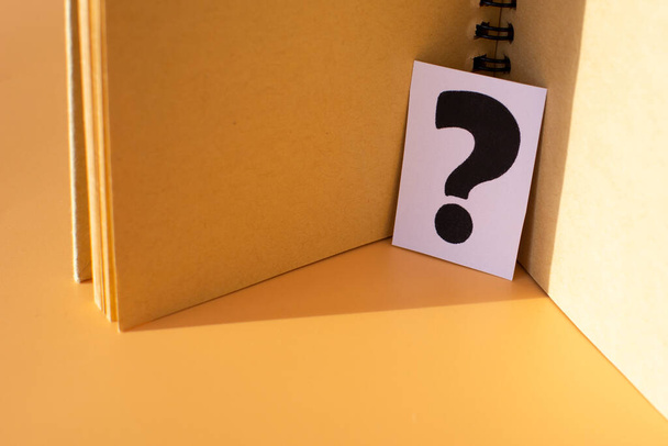 question mark in the diary. Frequently Asked Questions, Answers, and Brainstorming Concepts - Photo, Image