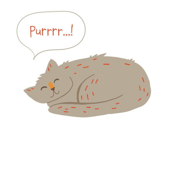 Roztomilý kočka spací předení ilustrační vektorová nálepka - Vektor, obrázek